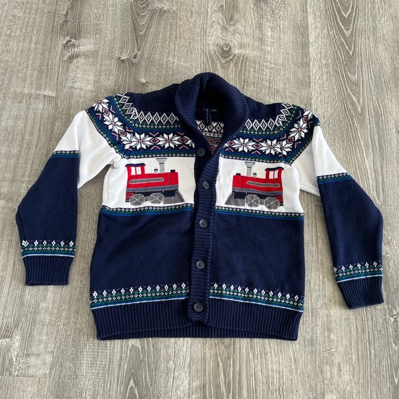 Janie and Jack Holiday Train Cardigan - Picture 4 of 6